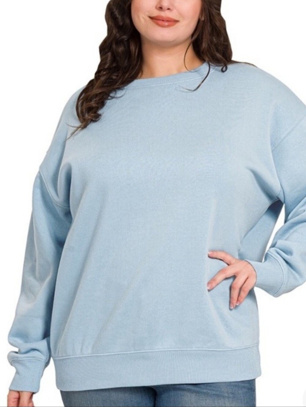 Zenana Outfitters Light Blue Crewneck 2X